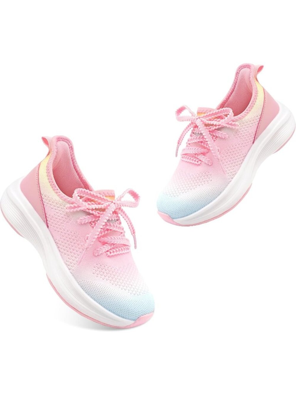 Girls Multi Knit Tennis Shoes Slip-On Kids Running Shoes Athletic Running Shoes
